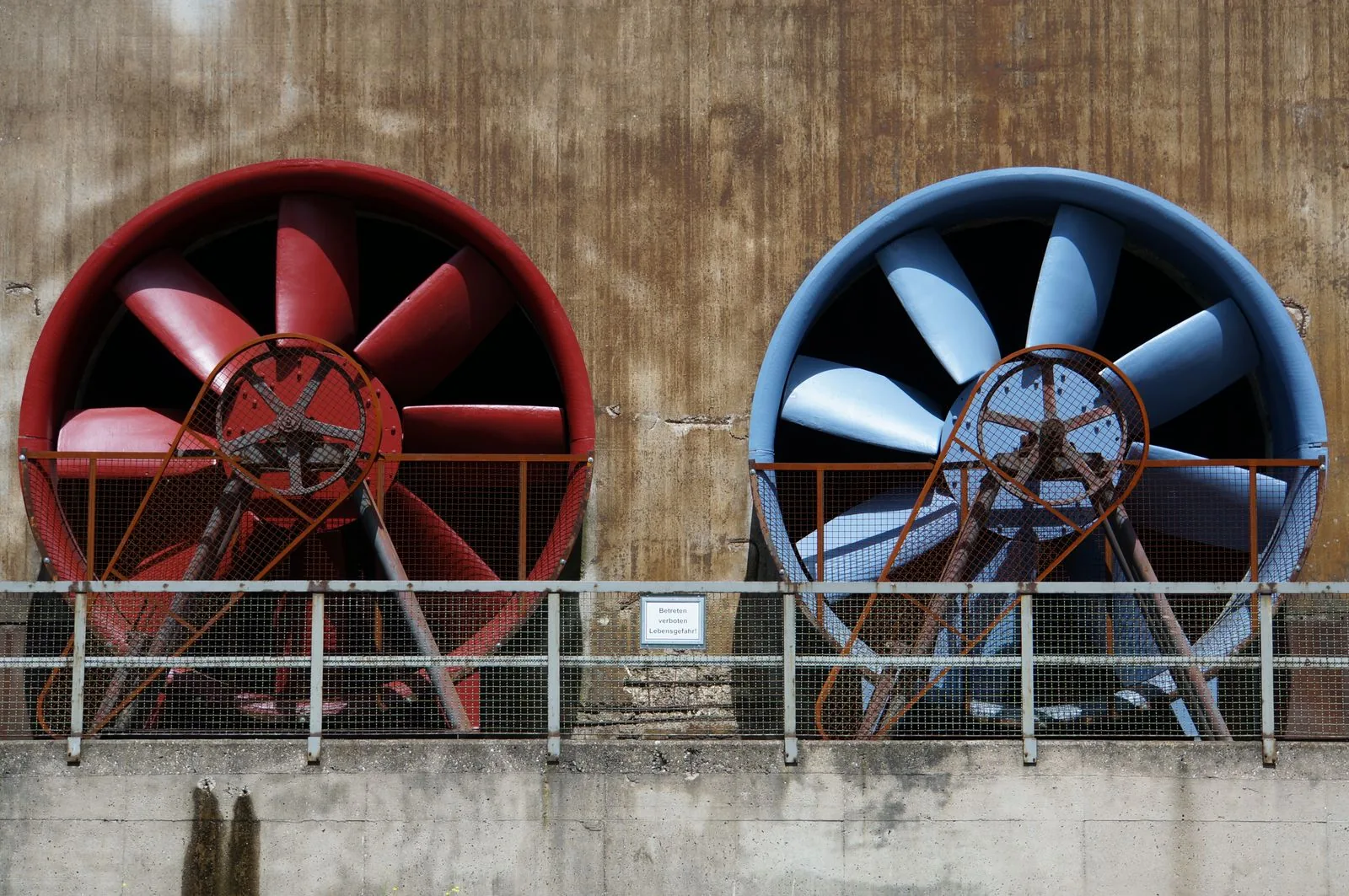 Large industrial ventilation fans used for structural drying